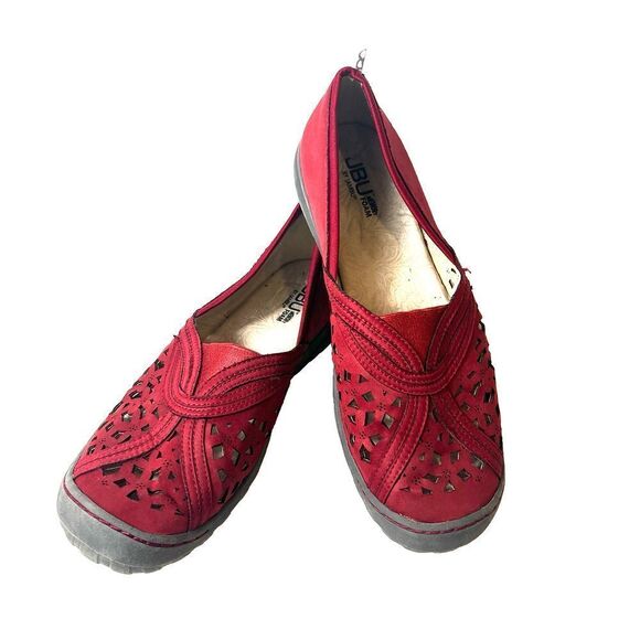 Jambu JBU Memory Foam Womens Sz 11M Red Fabric Flats Comfort Casual Slip On Shoe - Picture 3 of 11